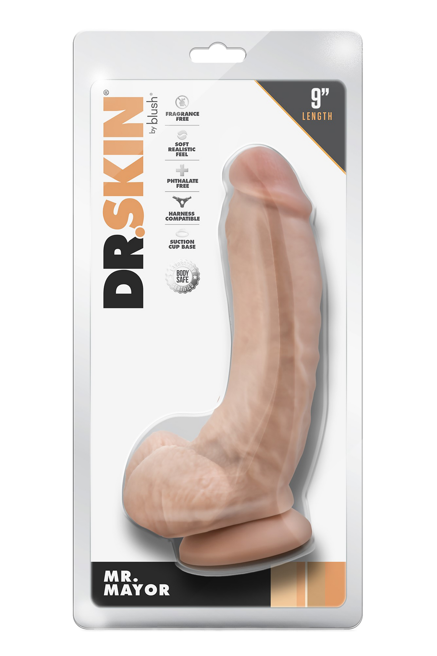 DR. SKIN MR. MAYOR DILDO DA 9 POLLICI CON PALLE BEIGE