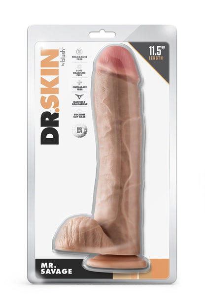 DR. SKIN MR. SAVAGE DILDO DA 11,5 POLLICI CON PALLE BEIGE