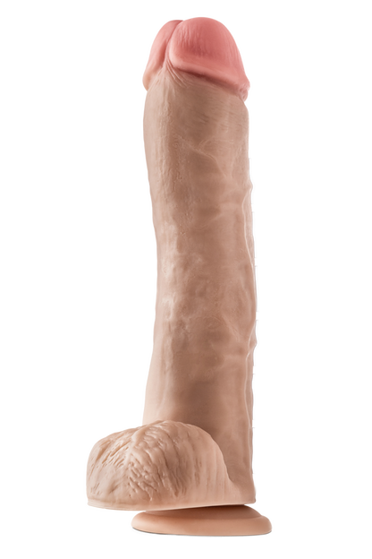 DR. SKIN MR. SAVAGE DILDO DA 11,5 POLLICI CON PALLE BEIGE