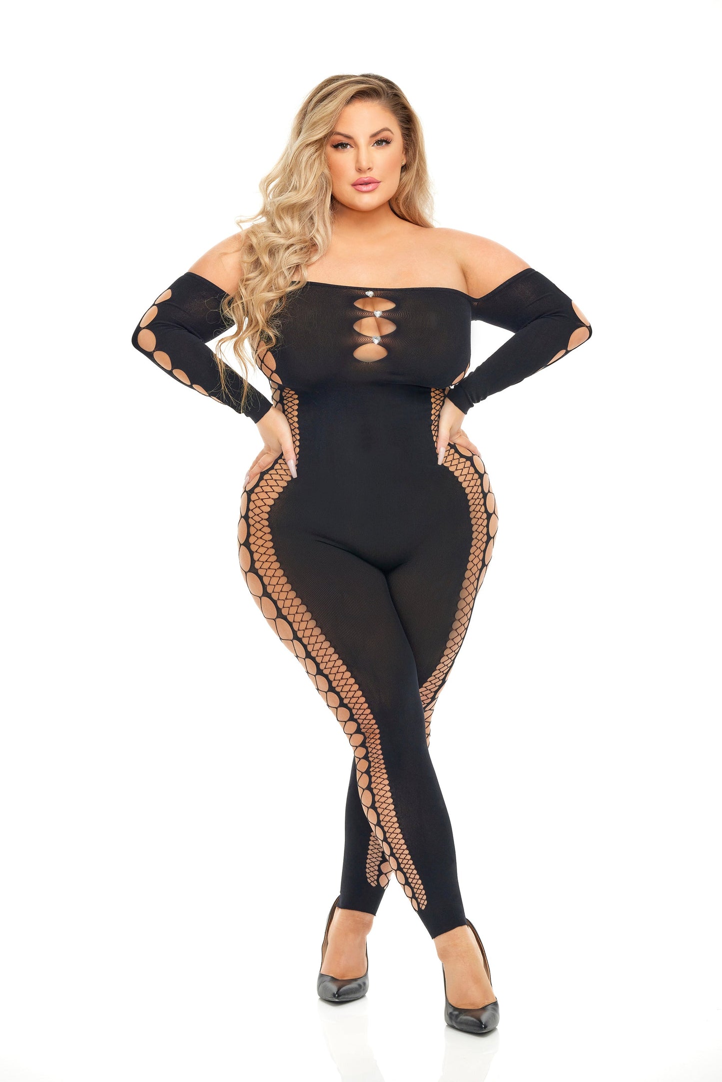 Bodystocking Diamond Drippin nero, QS