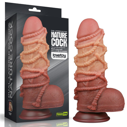 Pene in silicone platino a doppio strato da 9,5'' con corda_B15O50_3