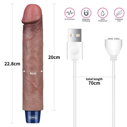 Dildo vibrante ricaricabile in silicone REAL SOFTEE da 9"