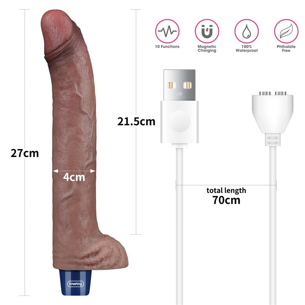 Dildo vibrante ricaricabile in silicone REAL SOFTEE da 11"
