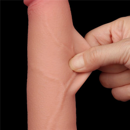 Dildo a doppio strato con pelle scorrevole da 8,5'', color carne I_B15O50_3