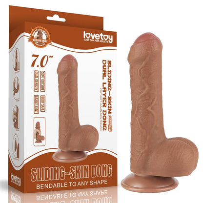 Dildo doppio strato scorrevole da 7'' marrone_B15O50_3