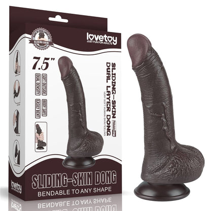 Dildo doppio strato scorrevole da 7,5'', nero I_B15O50_3