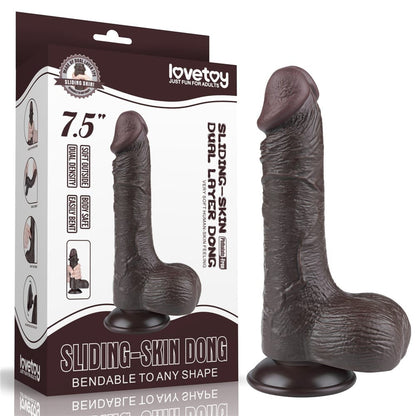 Dildo doppio strato scorrevole da 7,5'', nero III_B15O50_3