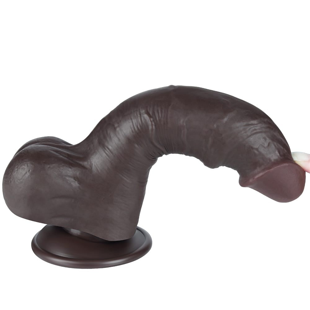 Dildo doppio strato scorrevole da 8'' nero I_B15O50_3