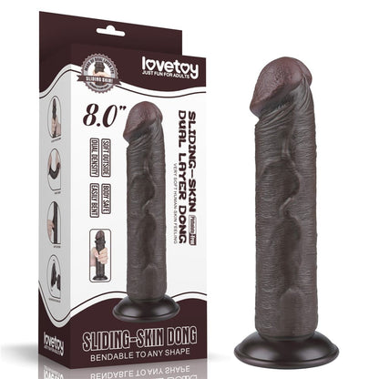 Dildo doppio strato scorrevole da 8'' nero II_B15O50_3