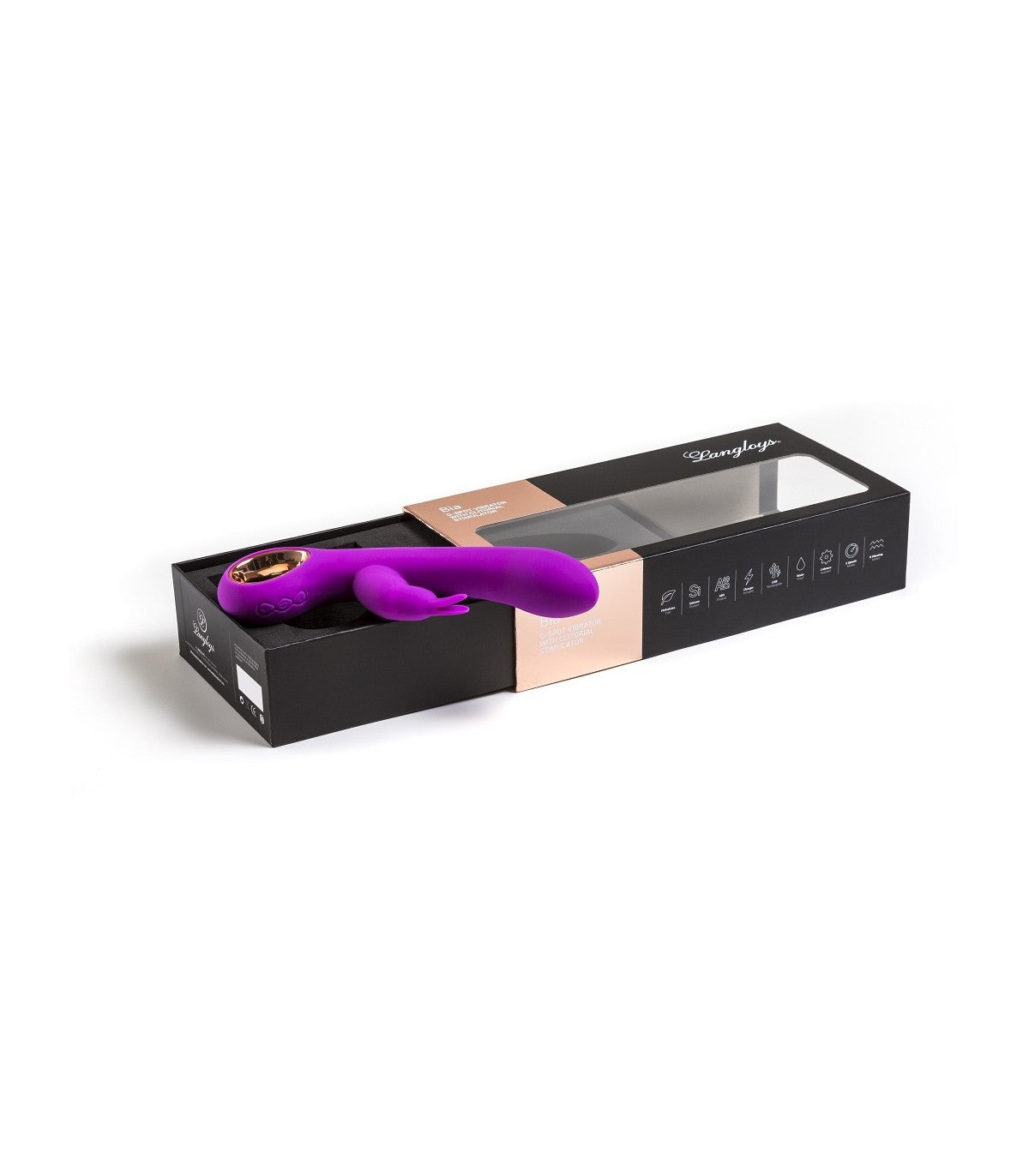 VIBRATORE PUNTO G CON STIMOLATORE CLITORIDEO NERO BIA