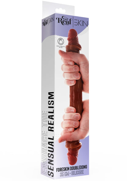 Prepuzio Doppio Dong Silicone 35 cm caramello