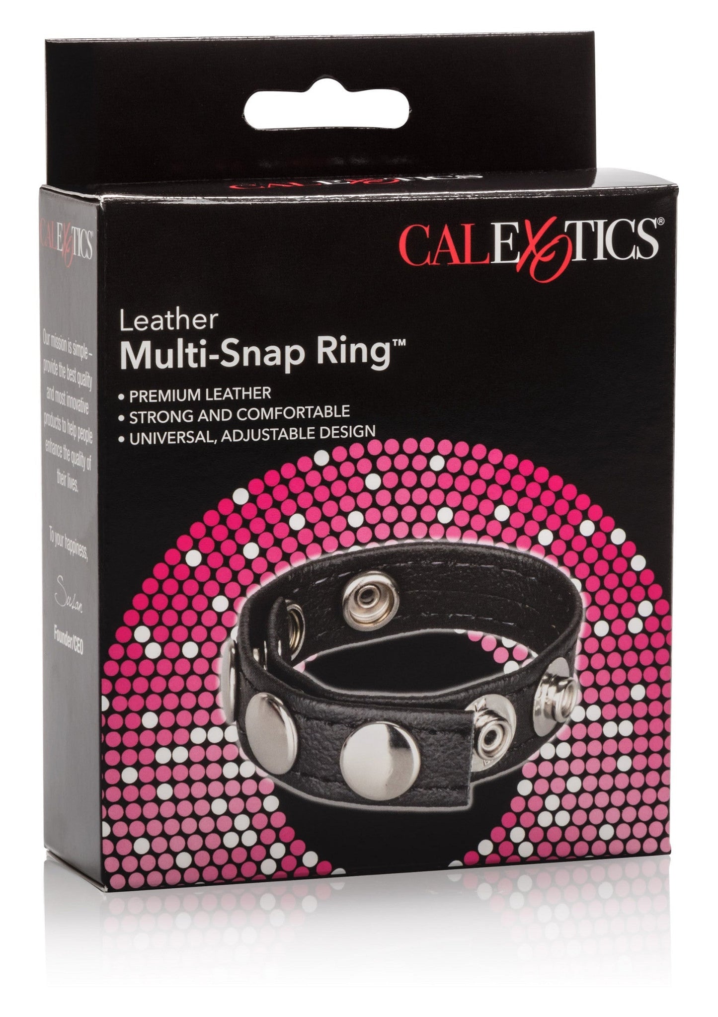 Anello multi-scatto in pelle nero