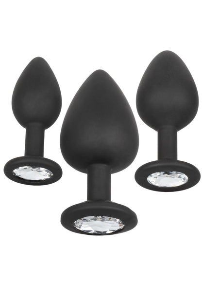 Kit anale in silicone con gemme nere