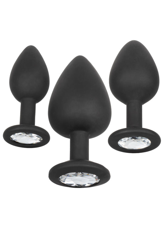 Kit anale in silicone con gemme nere