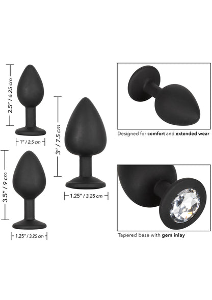 Kit anale in silicone con gemme nere