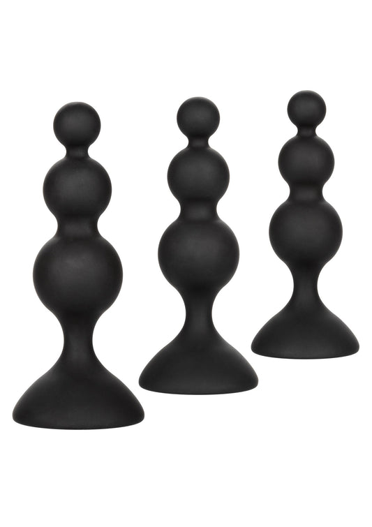 Kit anale con perline in silicone nero