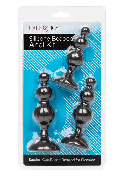 Kit anale con perline in silicone nero