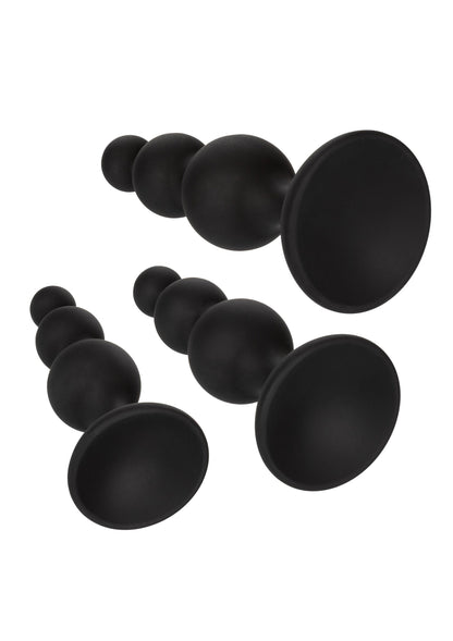 Kit anale con perline in silicone nero