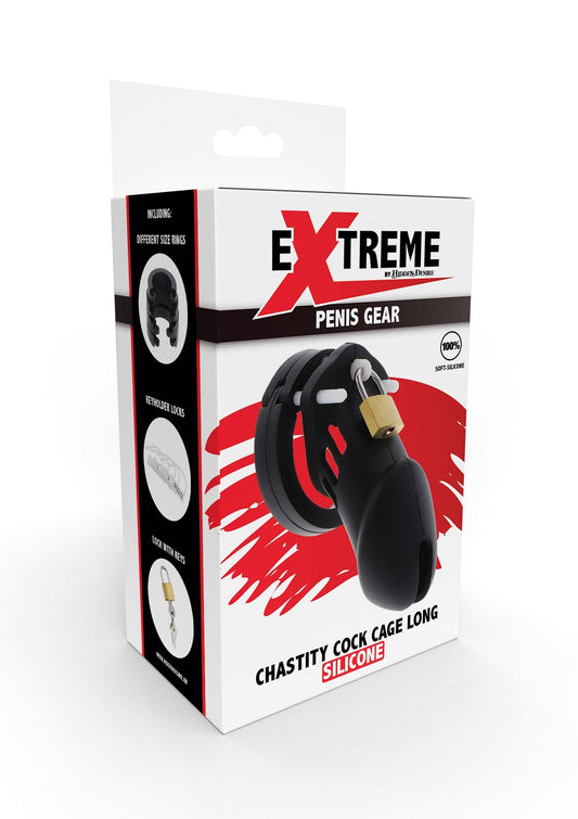 Gabbia per pene in silicone grande nera