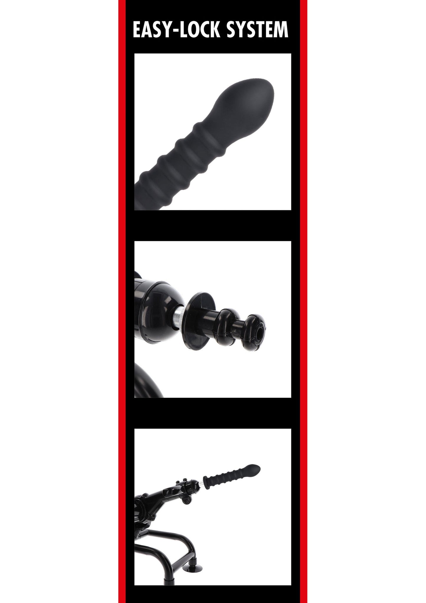 Dildo a coste Easy-Lock 19 cm nero