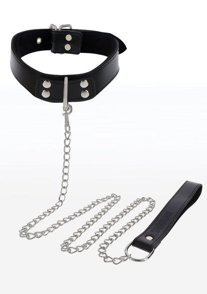 Elegante collare e guinzaglio a catena nero