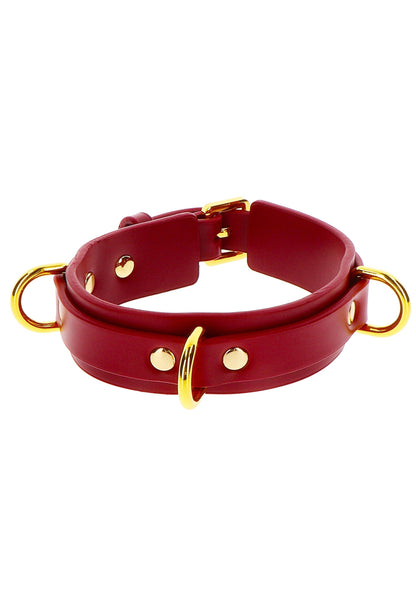 Collare con anello a D Deluxe rosso