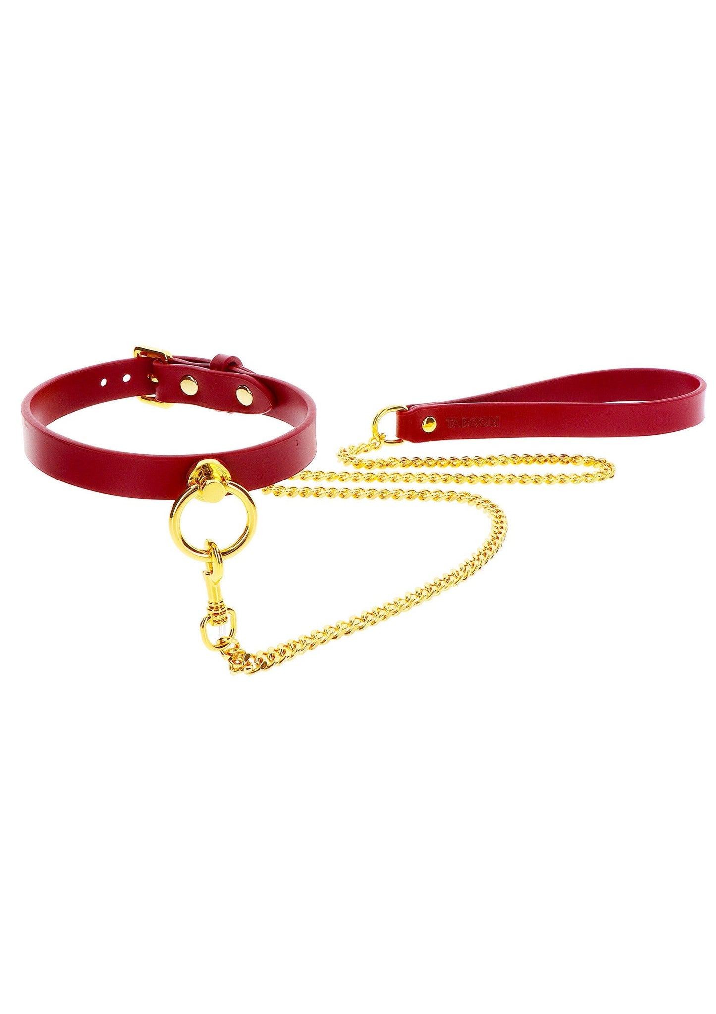 Collare con anello a O e guinzaglio a catena rosso