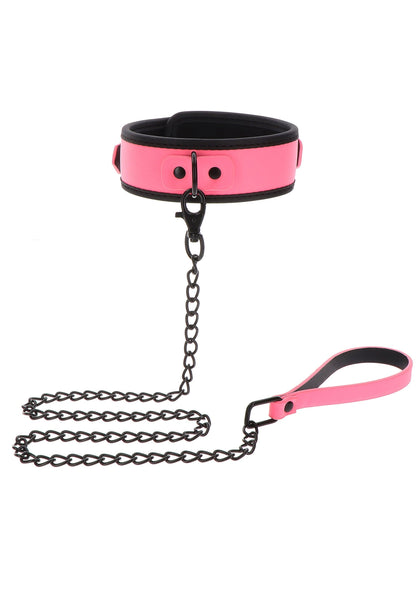 Collare e guinzaglio a catena rosa