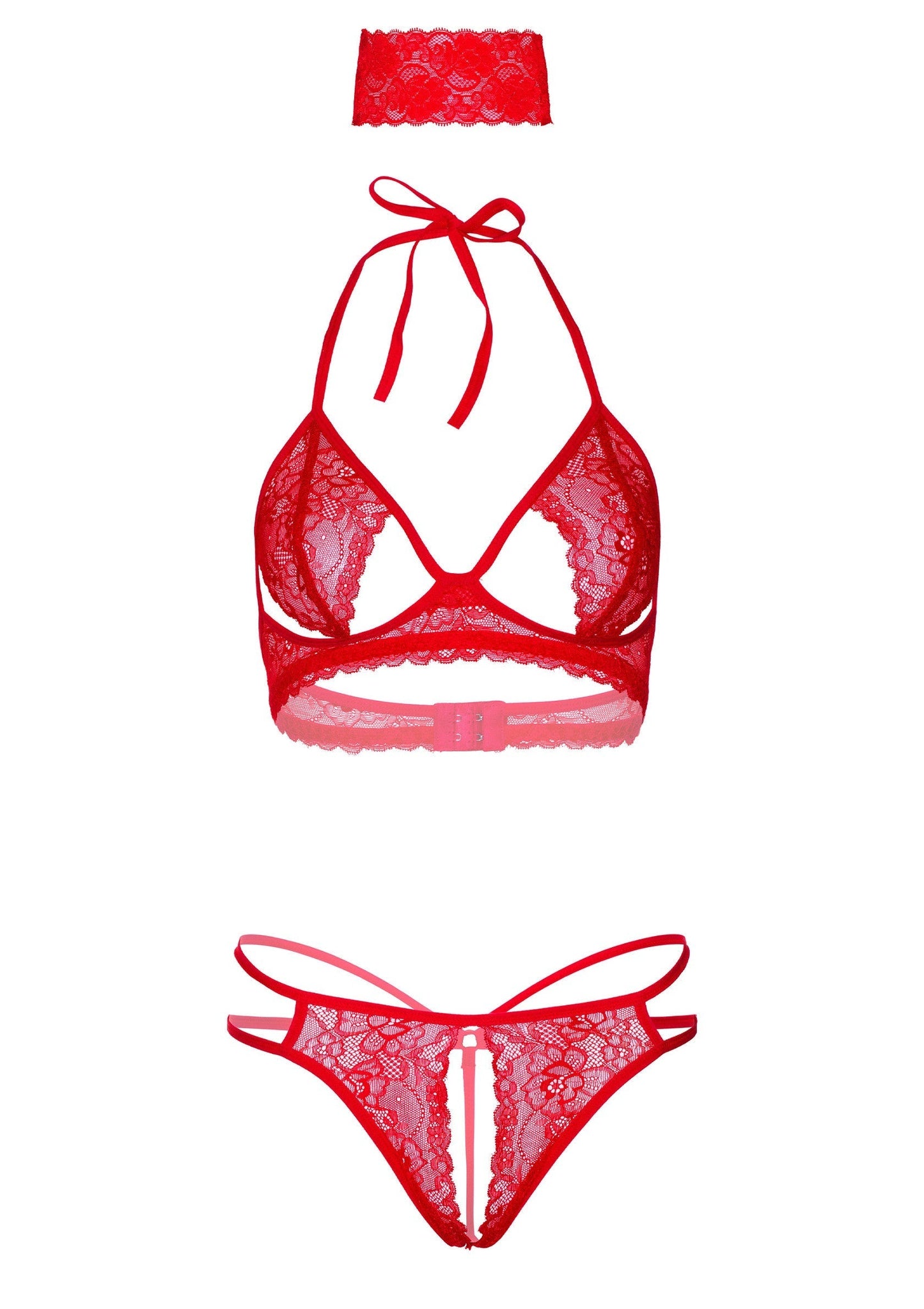 Reggiseno, slip e benda 3 pezzi rossi