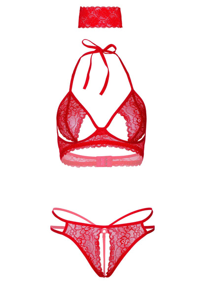 Reggiseno, slip e benda 3 pezzi rossi