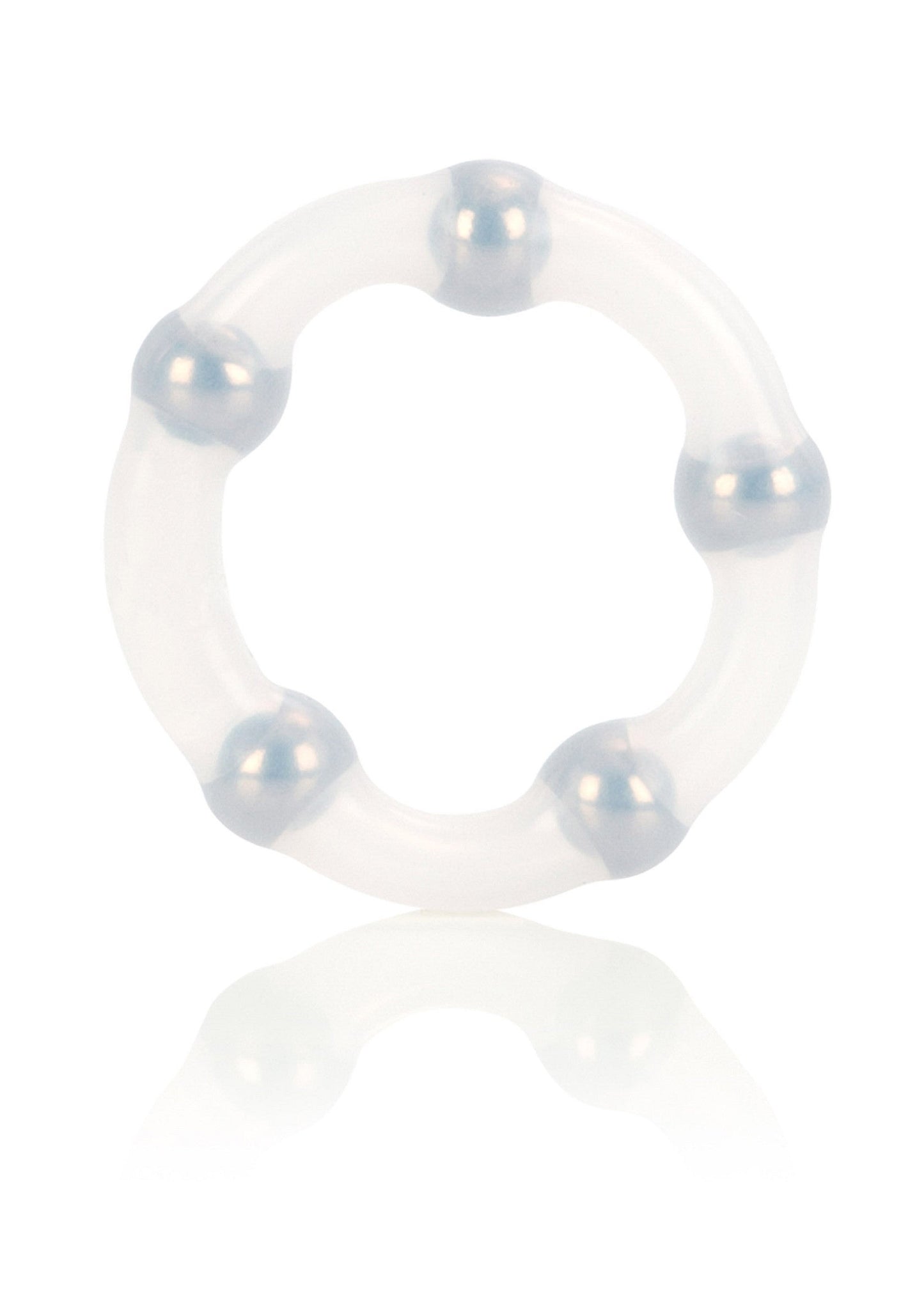 Anello con perline metalliche trasparenti