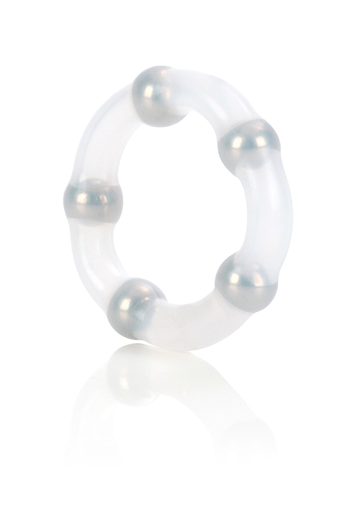 Anello con perline metalliche trasparenti