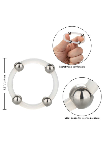 Anello in silicone con perline in acciaio L trasparente