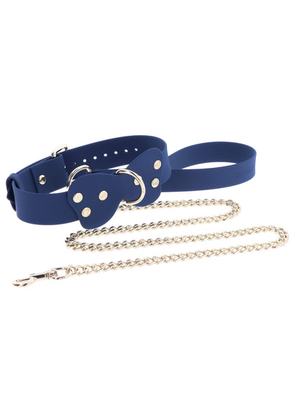 Collare e guinzaglio in silicone blu