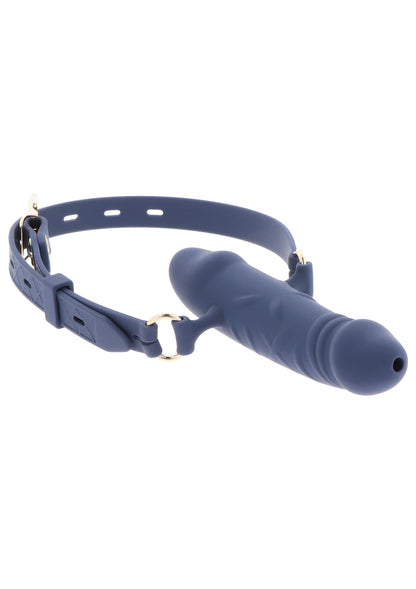 Bavaglio per pene traspirante in silicone blu