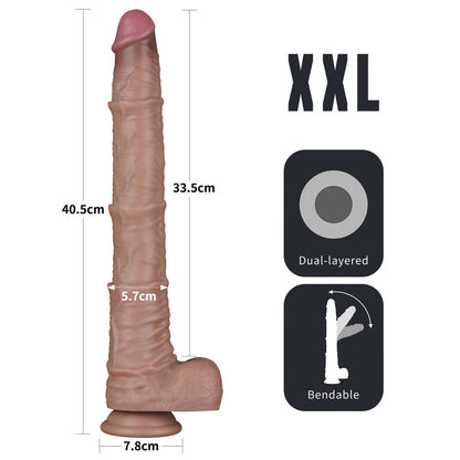 Pene in silicone pieghevole a doppio strato da 16'' XXL (carne)