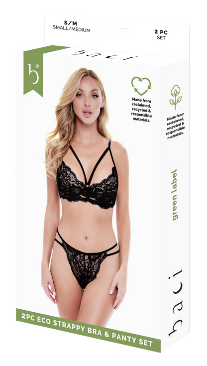 Set 2 pezzi di reggiseno e slip con spalline sottili BACI, colore nero