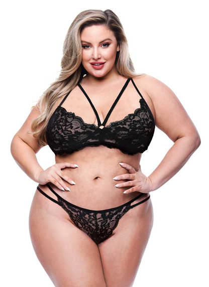 BACI 2 PEZZI REGGISENO E SLIP ECO CON SPALLINE NERI, QS