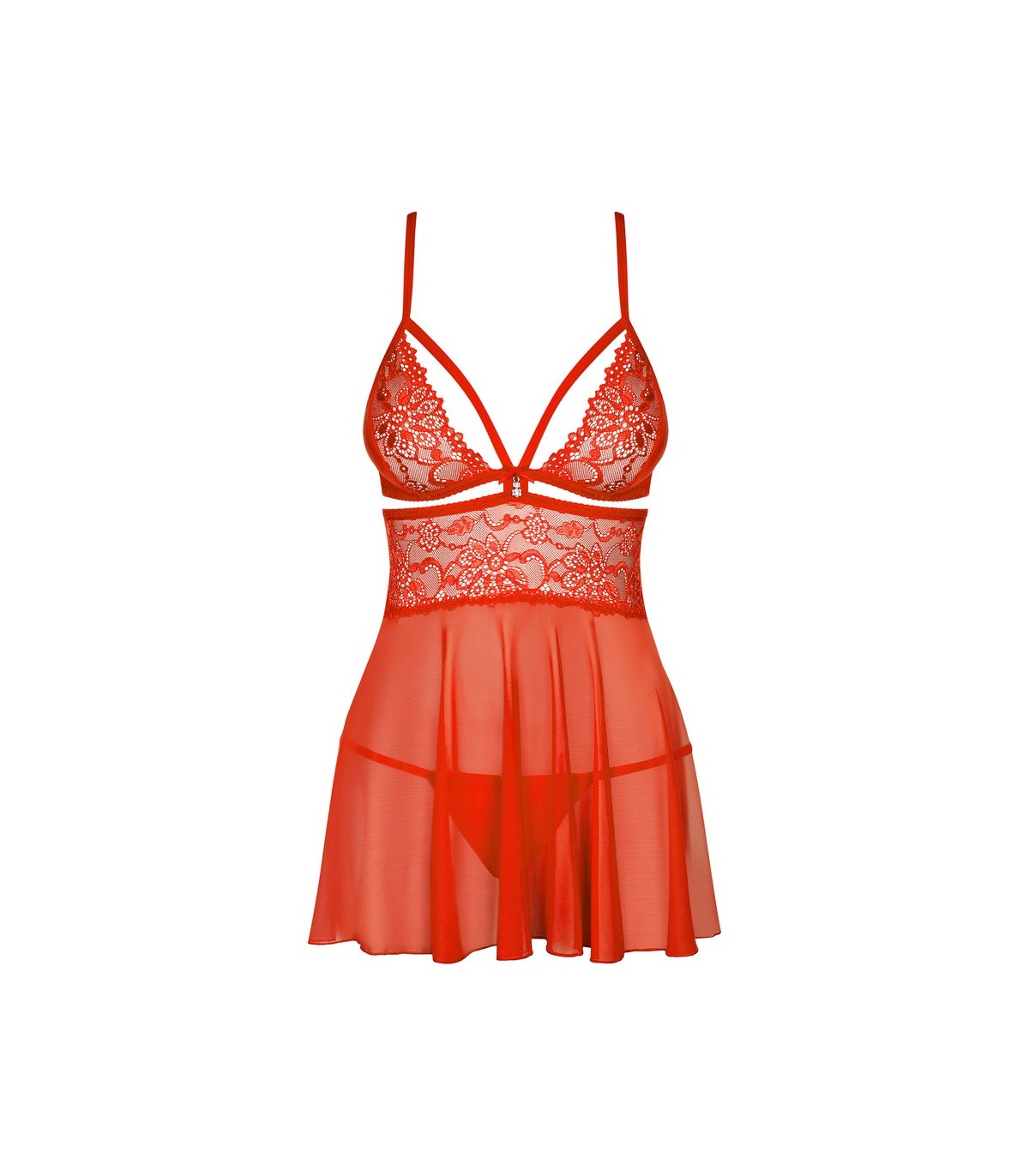 838-CAPITOLO-3 BABYDOLL E PERIZOMA ROSSO L/XL