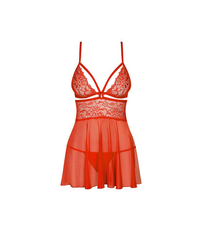 838-CAPITOLO-3 BABYDOLL E PERIZOMA ROSSO L/XL