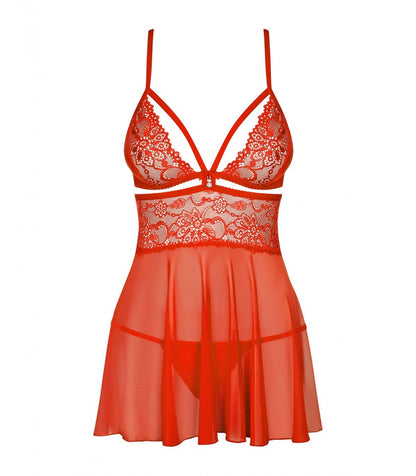 838-CAPITOLO-3 BABYDOLL E PERIZOMA ROSSO L/XL