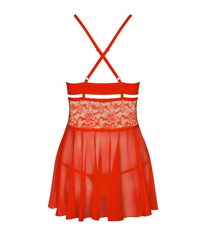 838-CAPITOLO-3 BABYDOLL E PERIZOMA ROSSO L/XL