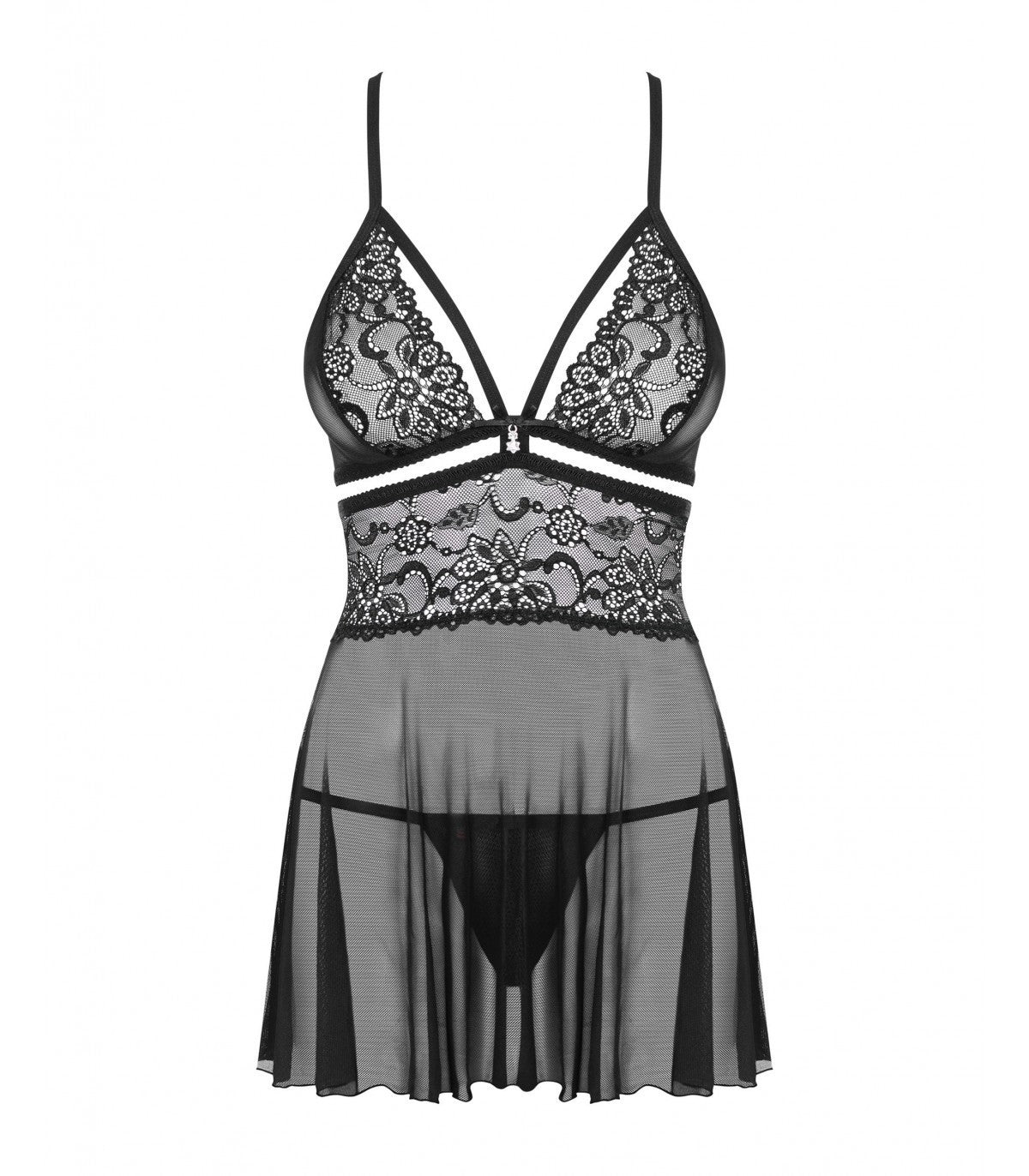 838-BAB-1 BABYDOLL E PERIZOMA NERO L/XL