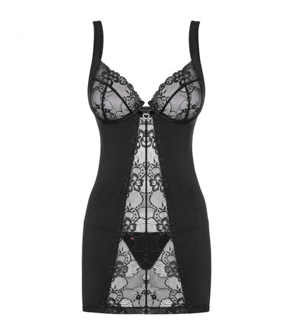 CAMICIA E PERIZOMA HEARTINA NERI S/M
