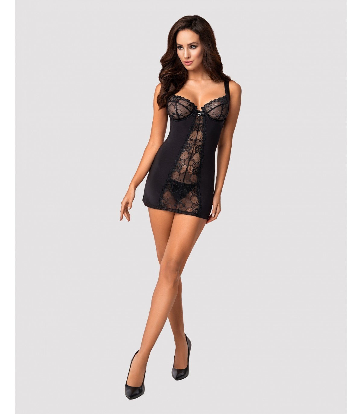 CAMICIA E PERIZOMA HEARTINA NERI L/XL