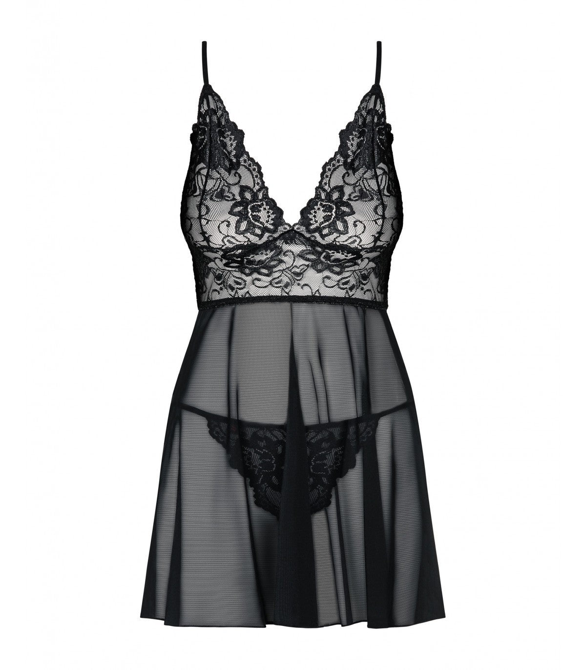 BABYDOLL E PERIZOMA IDILLIA NERO 2XL/3XL