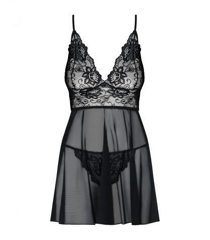 BABYDOLL E PERIZOMA IDILLIA NERO 2XL/3XL