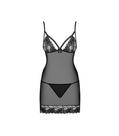 WONDERIA CHEMISE E PERIZOMA NERI L/XL