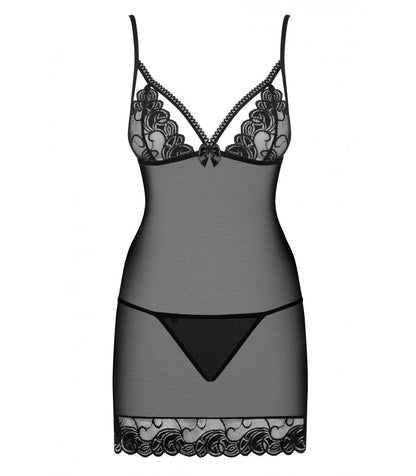WONDERIA CHEMISE E PERIZOMA NERI L/XL