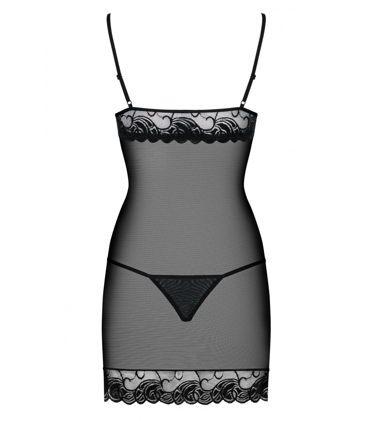 WONDERIA CHEMISE E PERIZOMA NERI L/XL